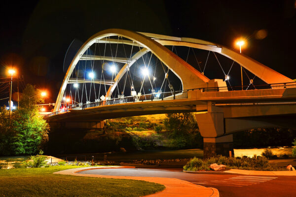 Night bridge over Rogue River