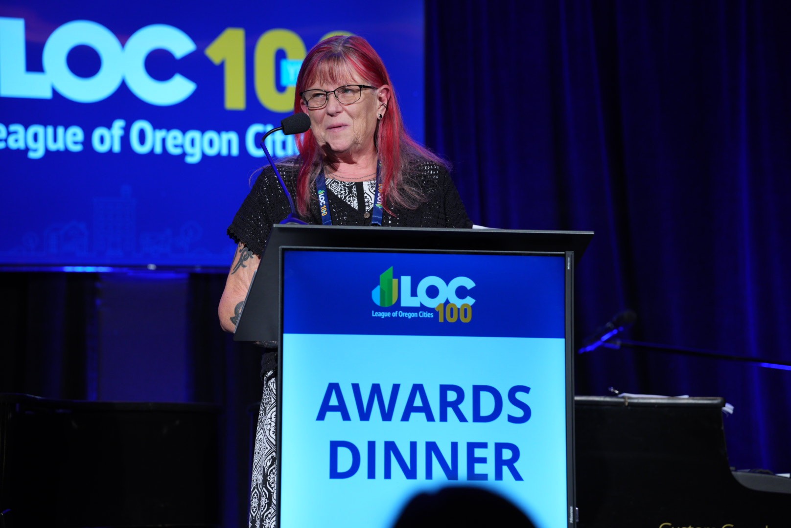 Mayor Pam recognized by the League of Oregon Cities, awarded the James C. Richards award
